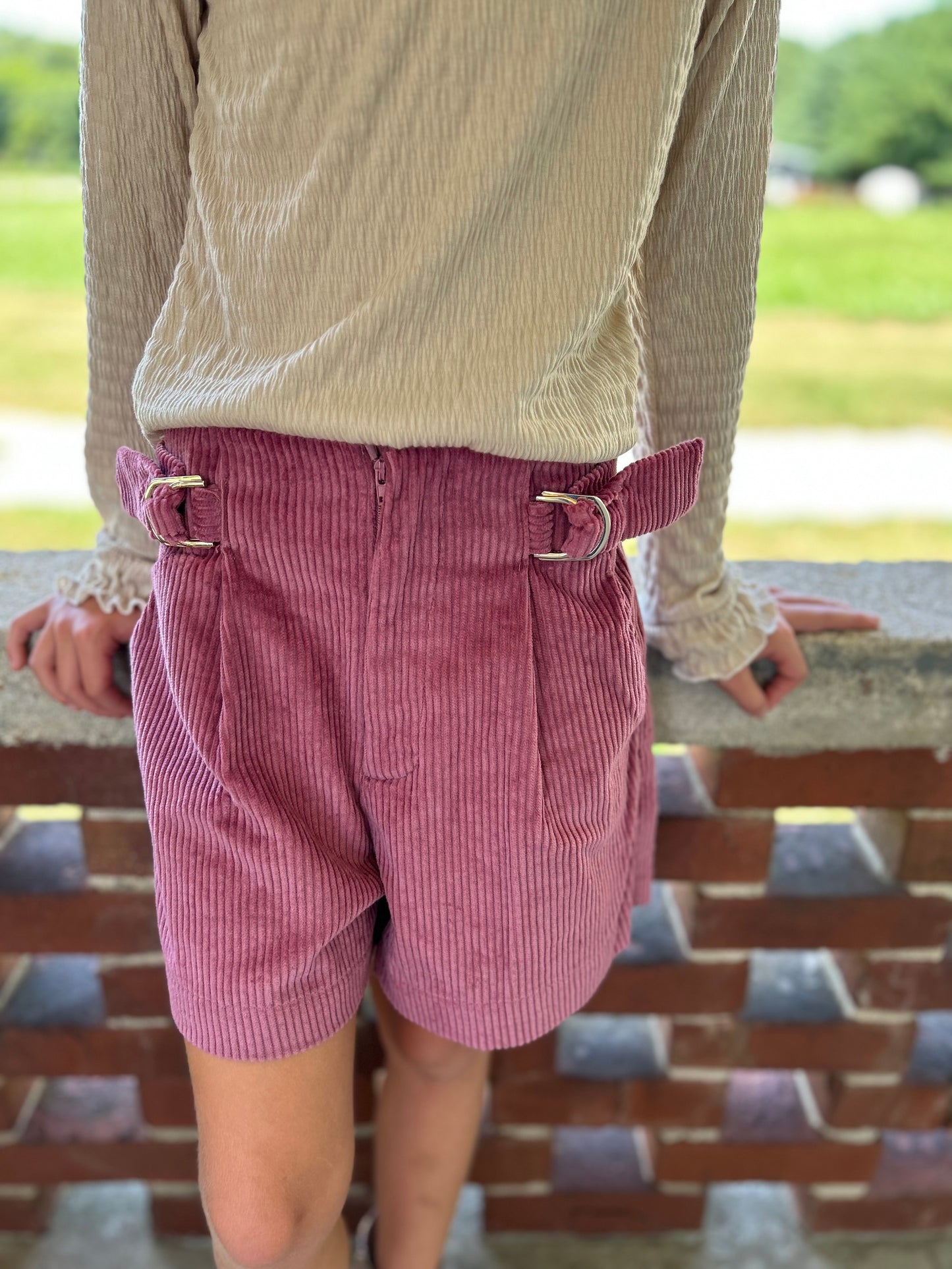 May-Girls Plum Corduroy High Waist Shorts (JKA)