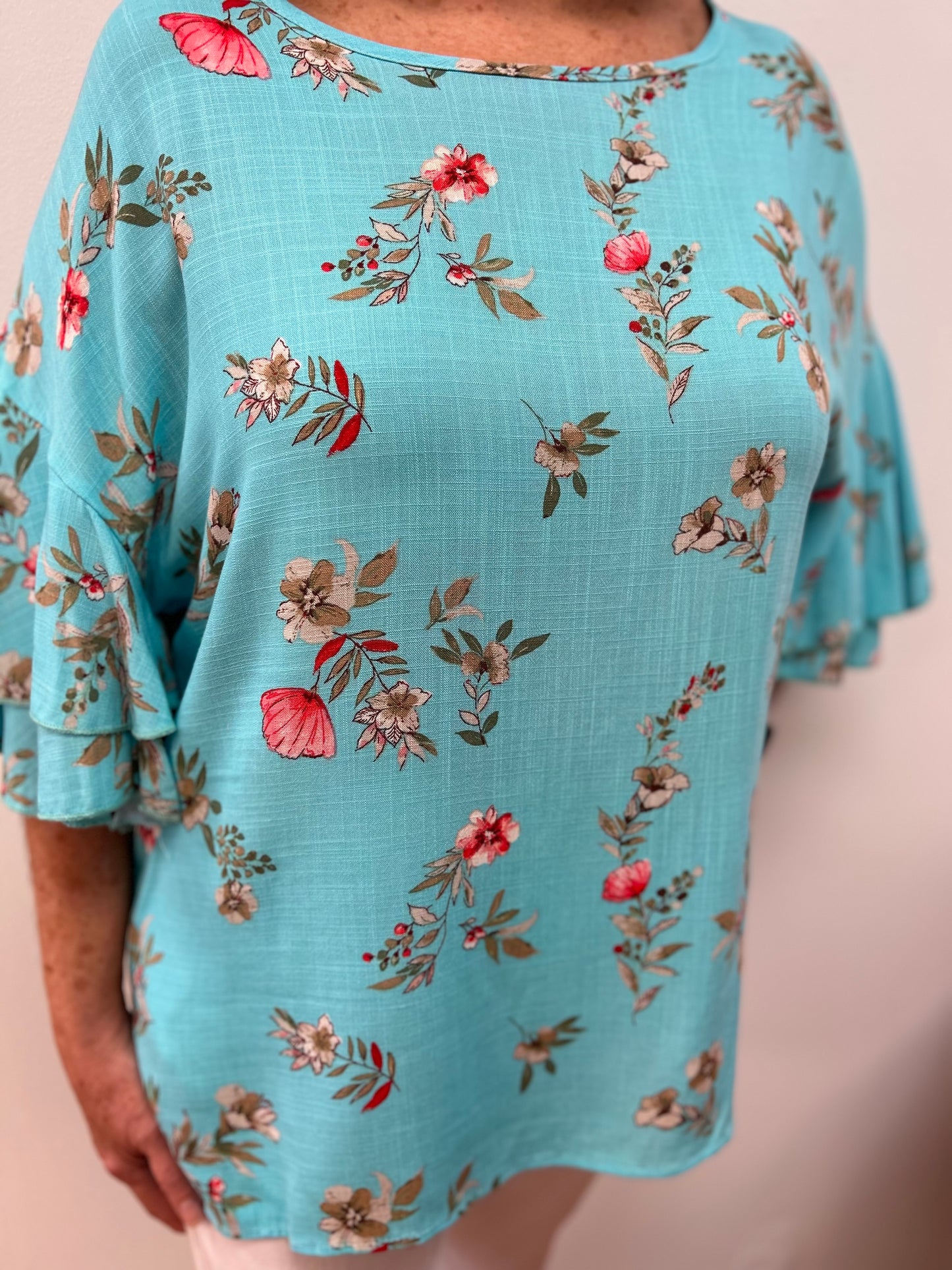 LTX Turquoise Print Blouse