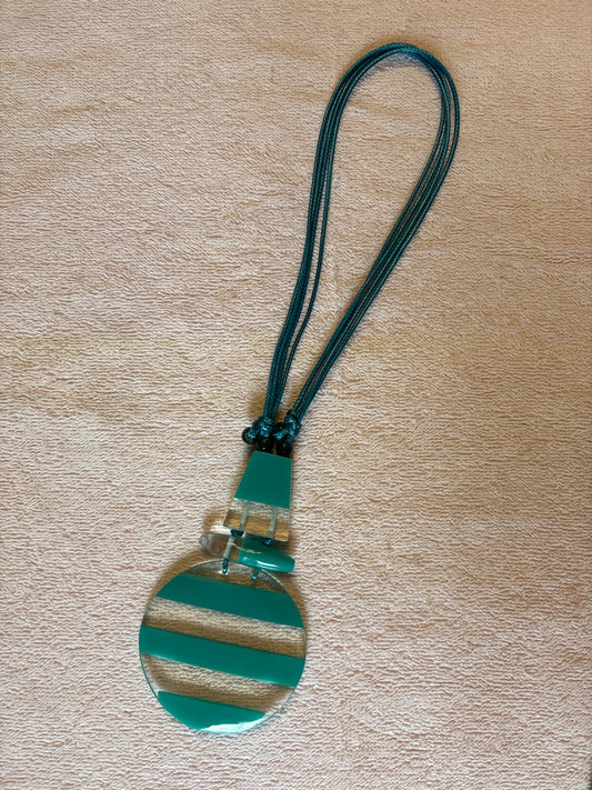 MK-Turquoise and Clear Acrylic w/Cord Necklace