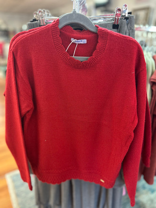 May- Girls Red Crew Neck Sweater