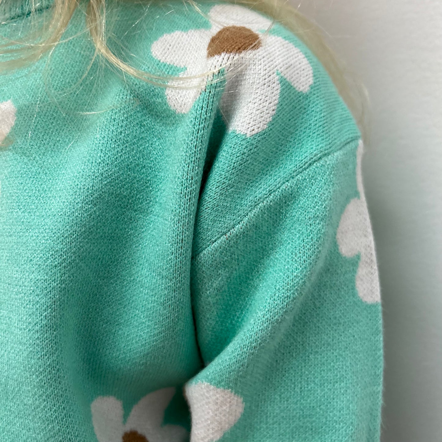 OD - Girls Mint Flower Crew Neck Sweater