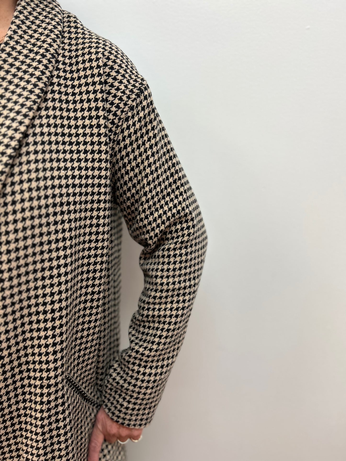 Brown Houndstooth Long Jacket