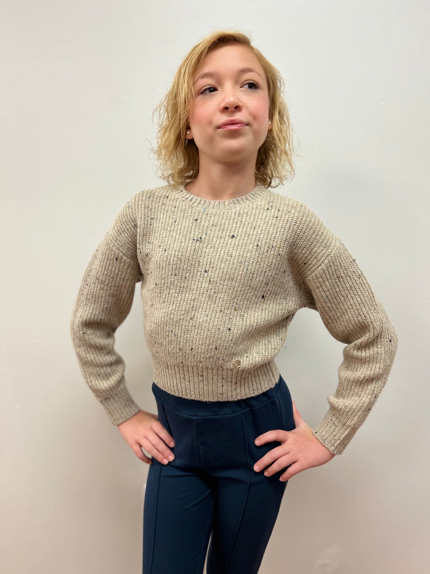 Mayoral Girls Fisherman’s Knit Speckled Sweater