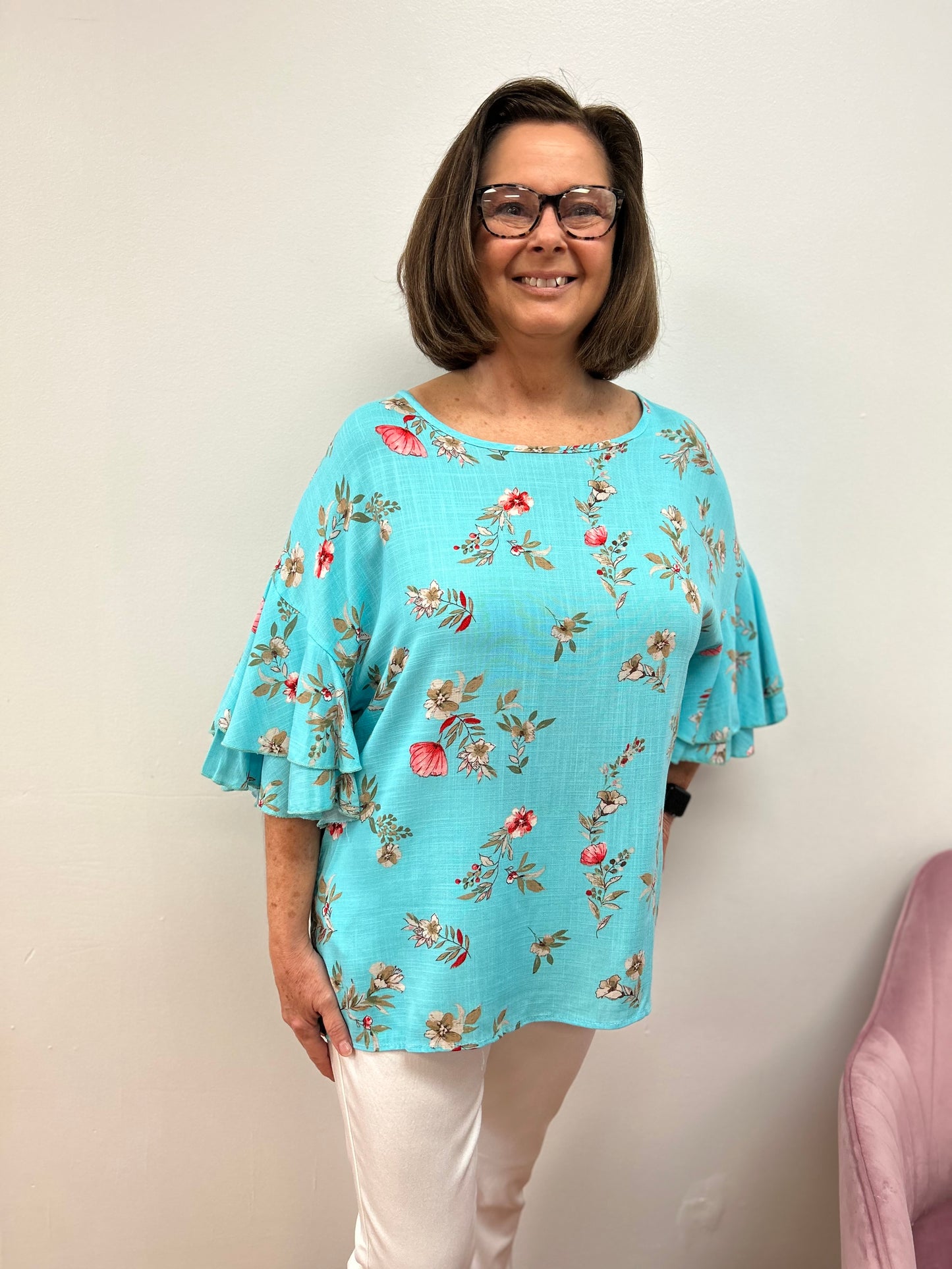 LTX Turquoise Print Blouse