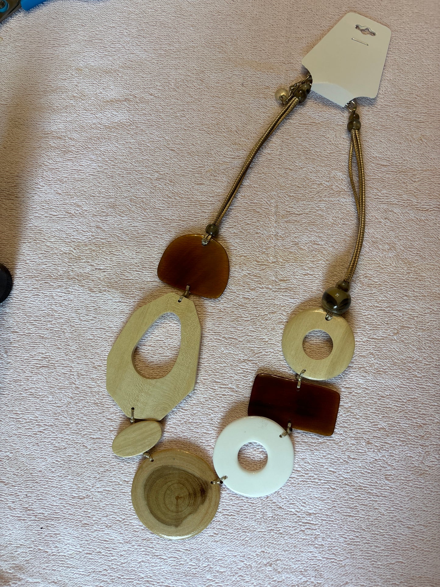 MK-Wood and Acrylic Shapes Necklace