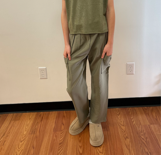 May Girls Olive Cargo Style Trousers