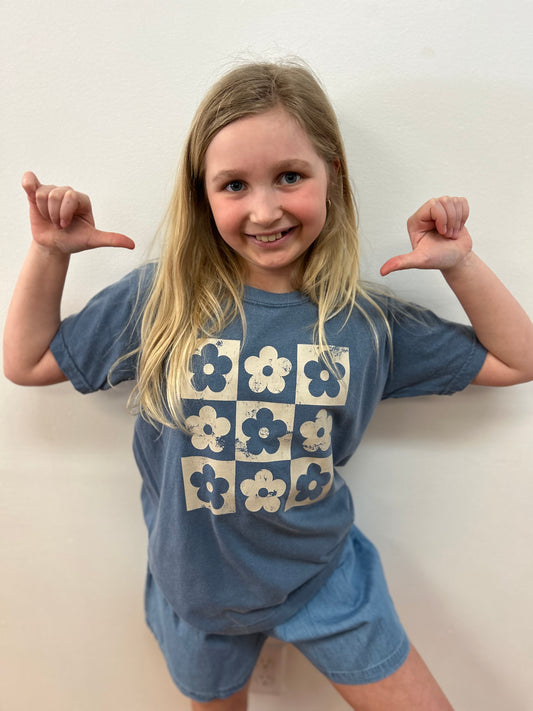 Girls Blue Daisy Tee