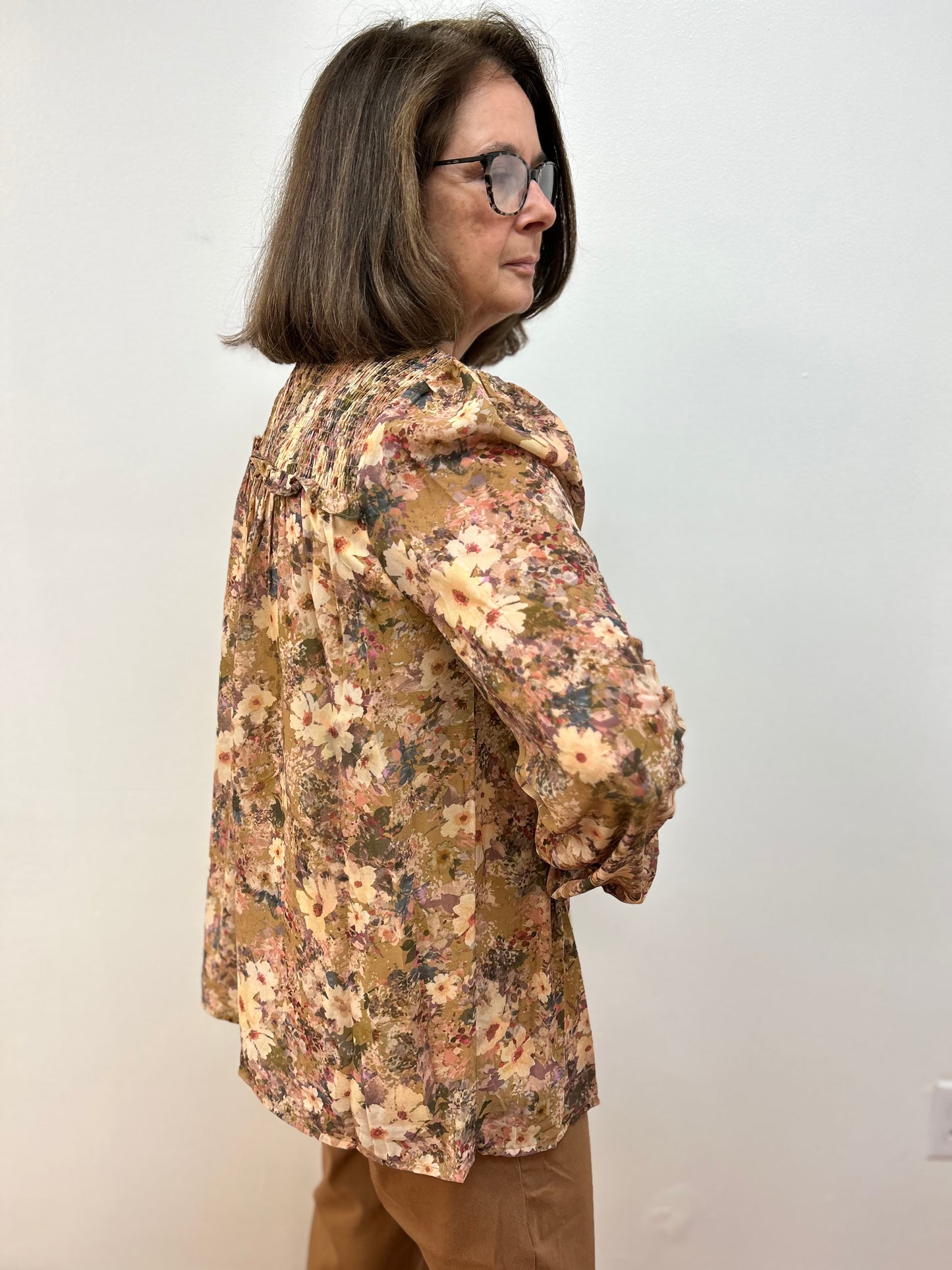 Smocked Floral Blouse