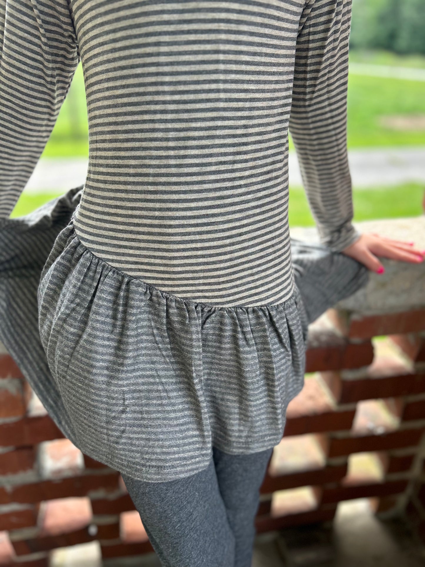 AC407-Girls Mini Stripe Asymetrical Tunic (JKA)