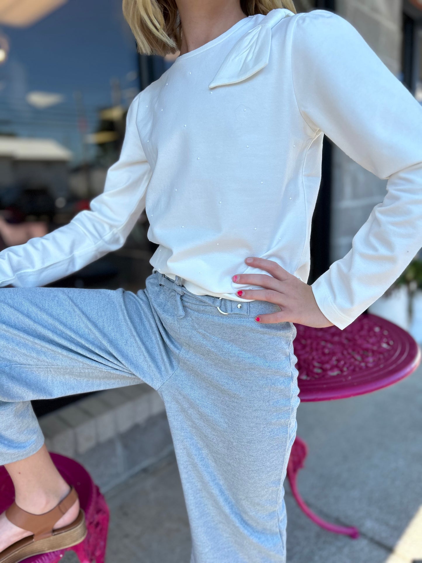 Mayoral Girls Silver Blue Palazzo Pants