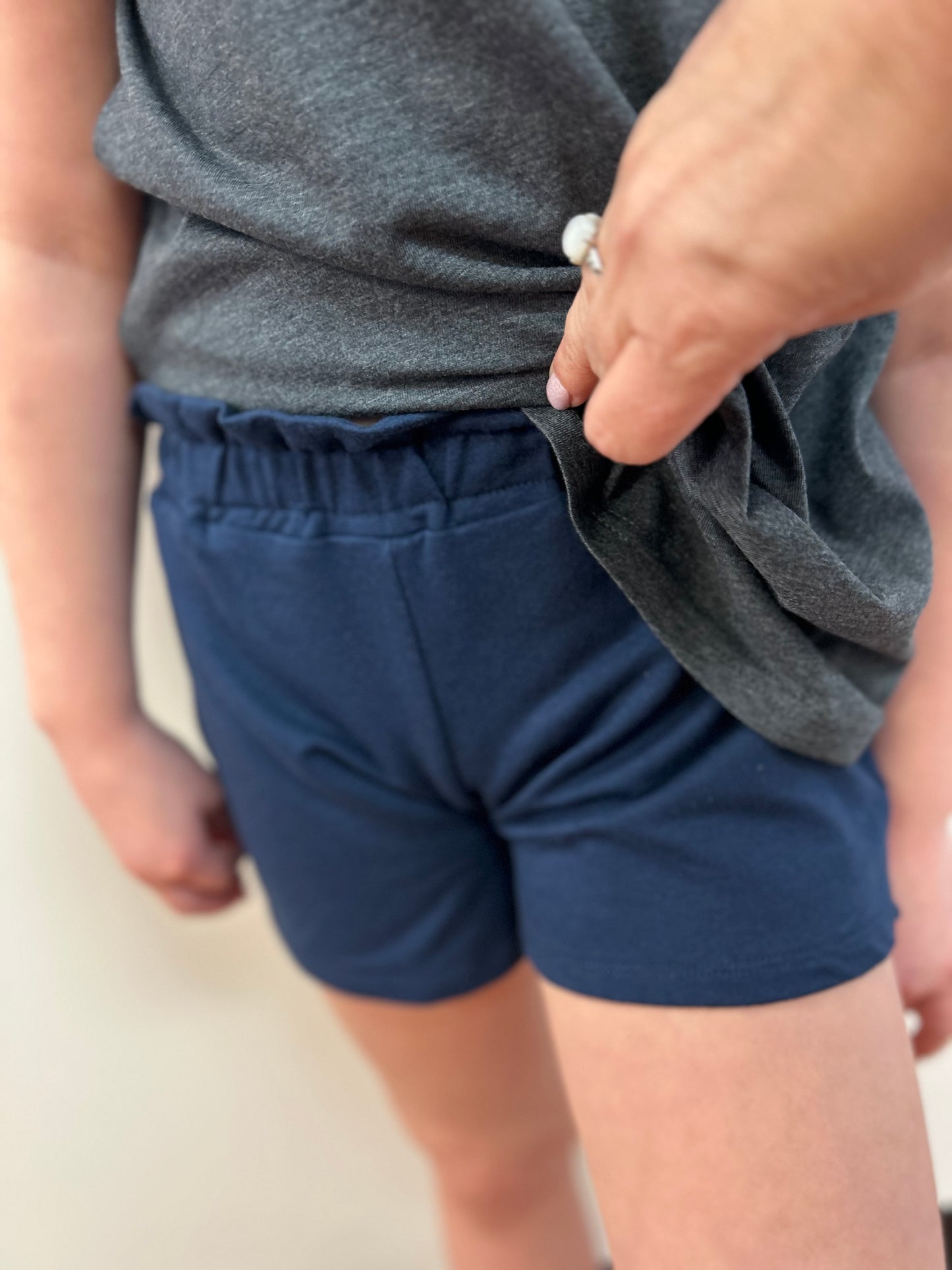 AC407 Girls Navy French Terry Shorts