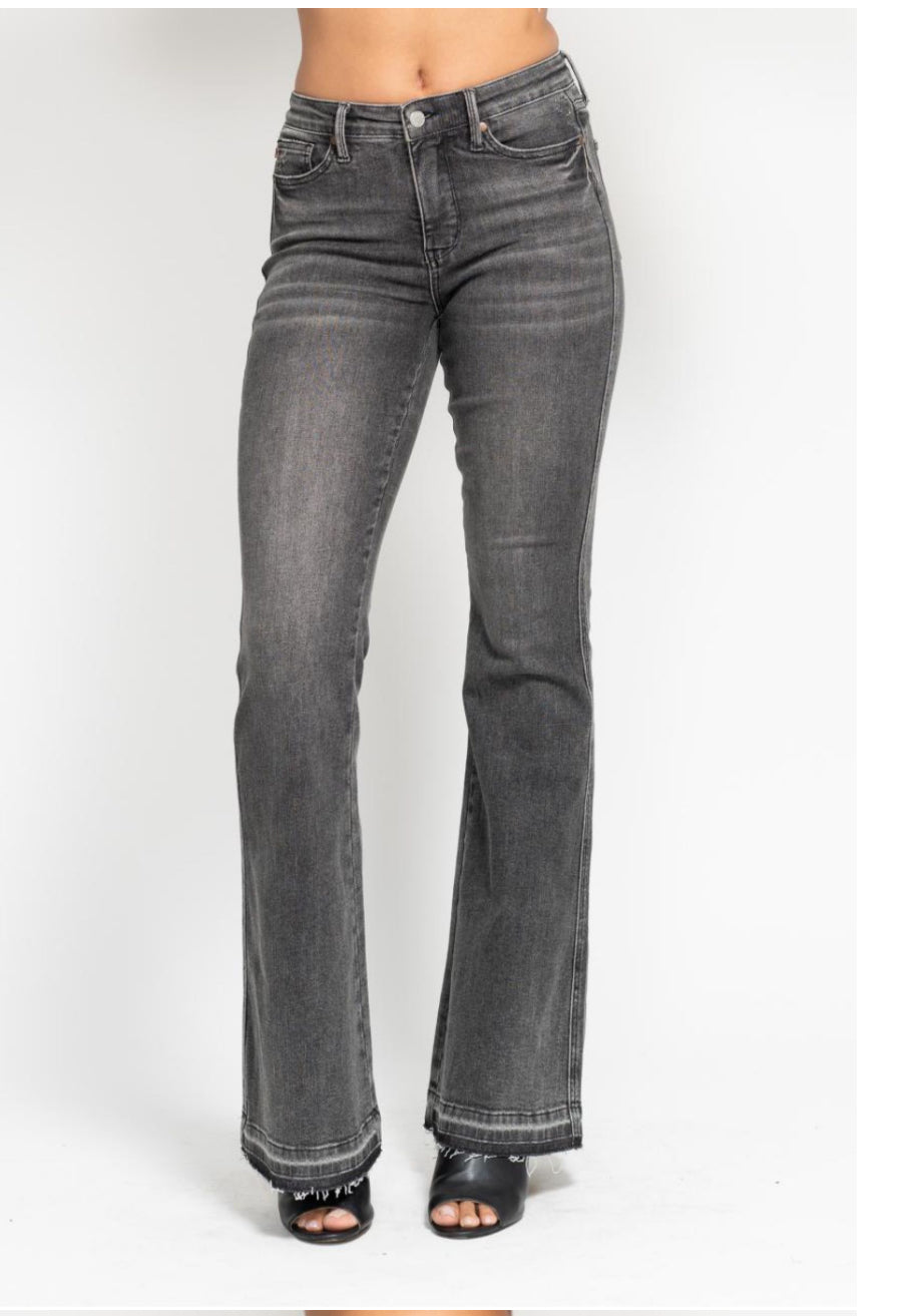 Gray Release Hem Flare Jeans by Judy Blue