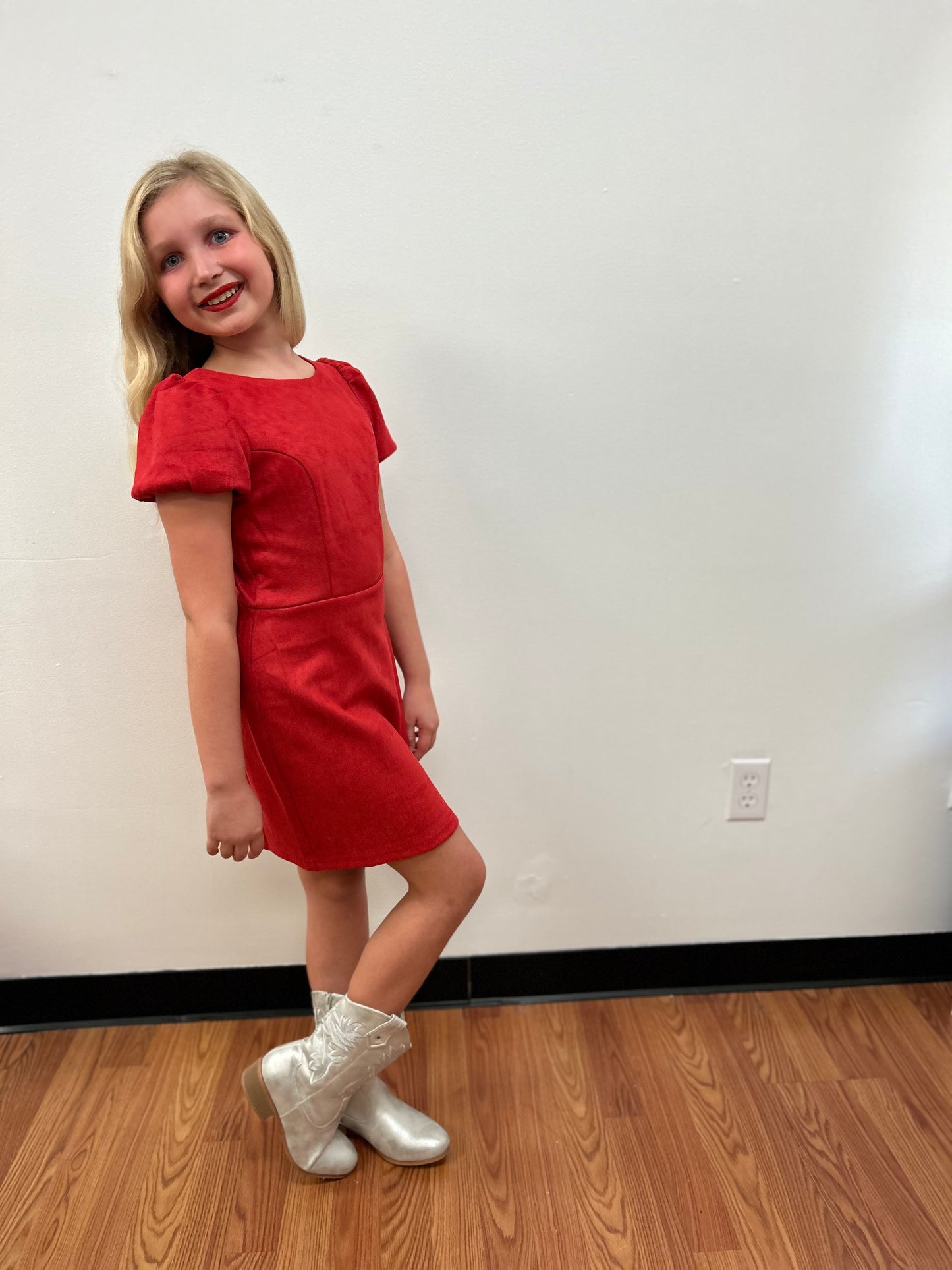 Sadie & Sage Tween Girls Red Faux Suede Dress