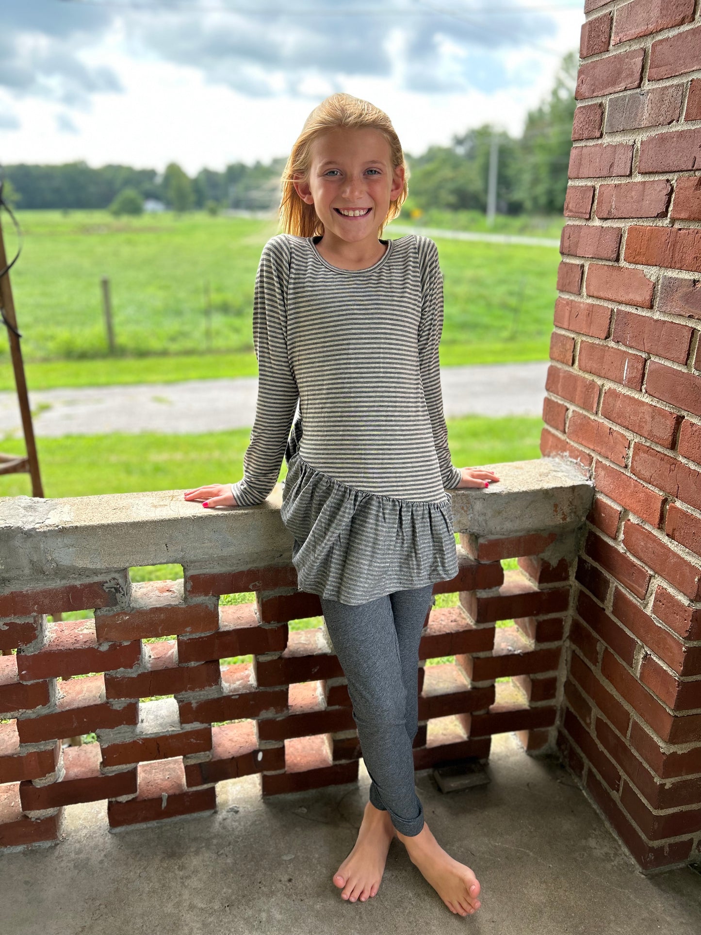 AC407-Girls Mini Stripe Asymetrical Tunic (JKA)