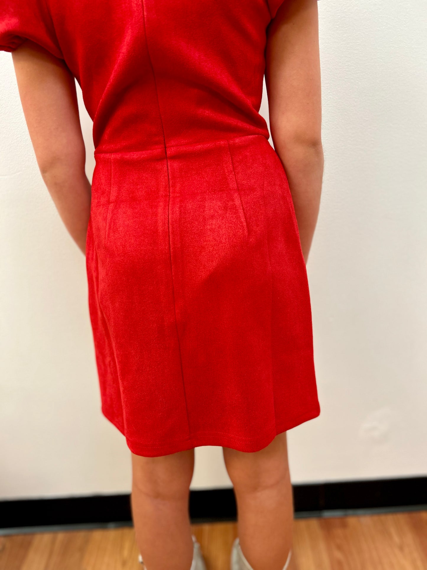 Sadie & Sage Tween Girls Red Faux Suede Dress