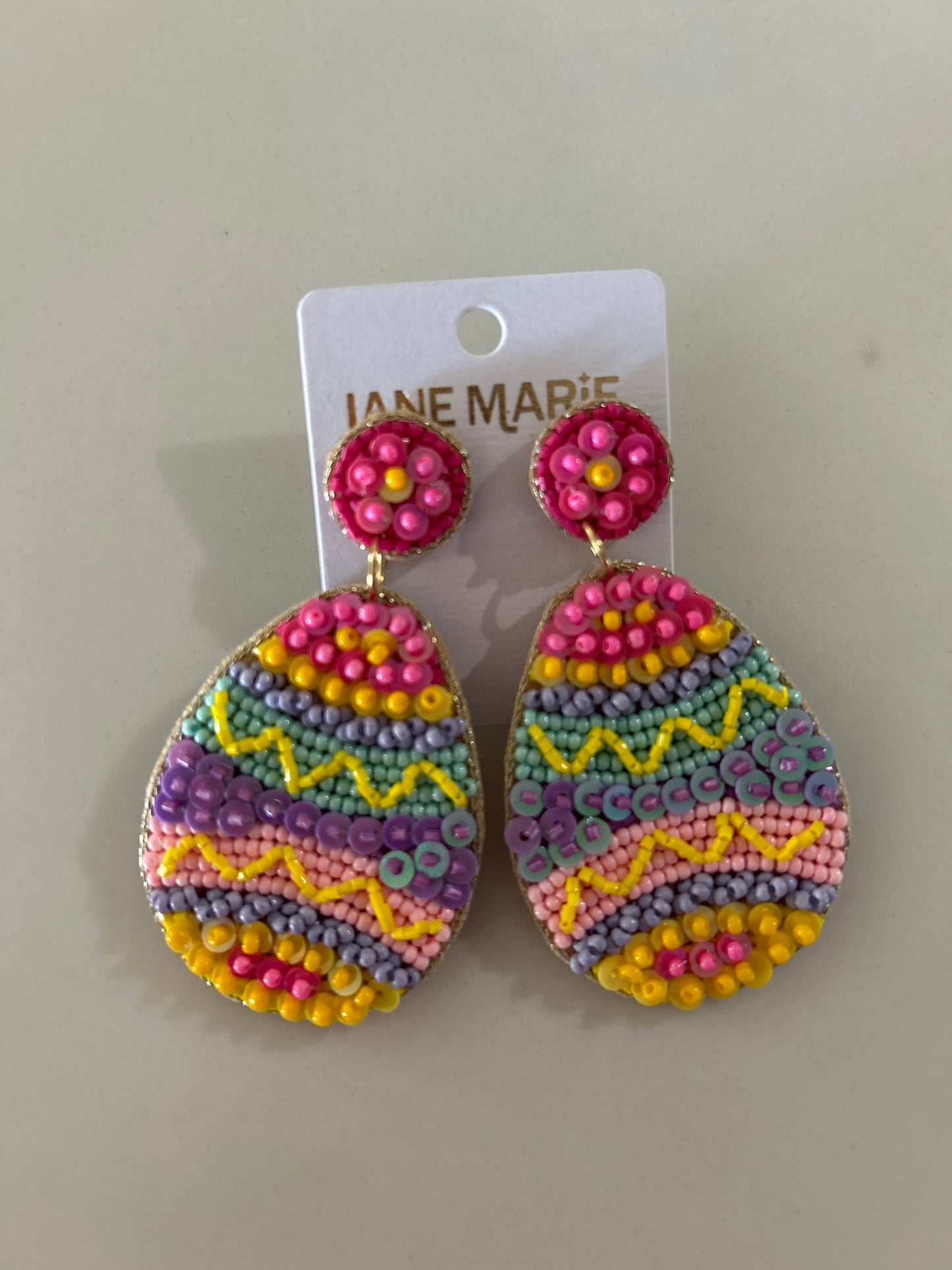 JM-Beaded Easter Egg Earrings