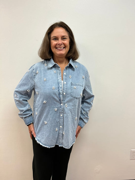 Denim & Pearls Blouse