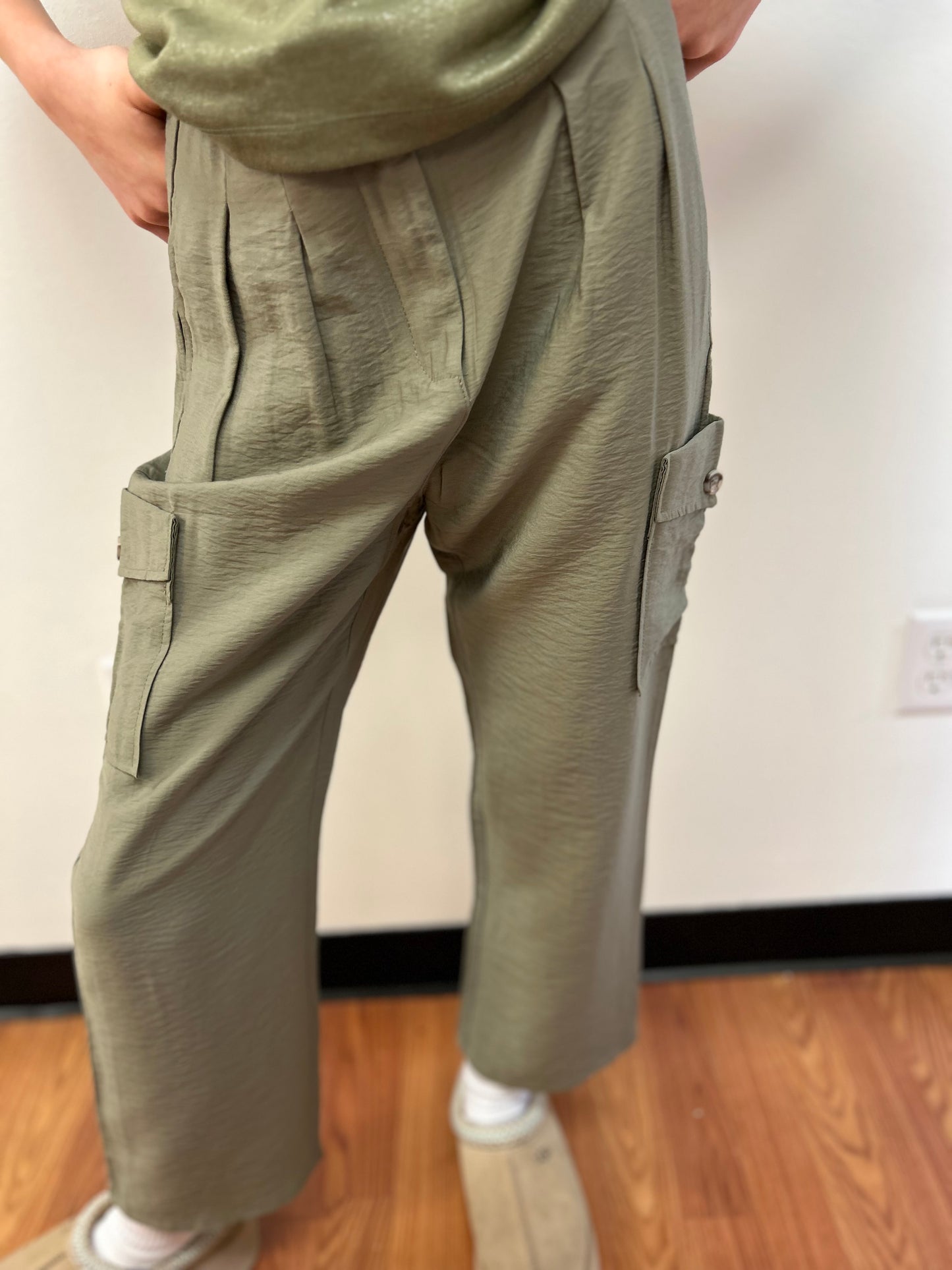 May Girls Olive Cargo Style Trousers