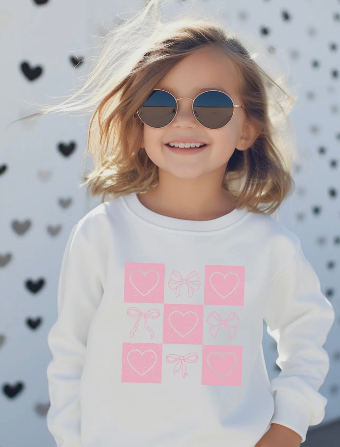 UL - Girls Valentines Hearts and Bows Sweatshirt