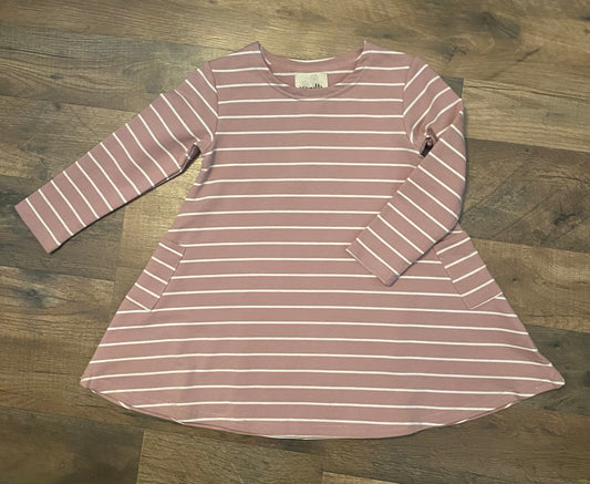 Vin-Girls Rose Stripe Trapeze Dress