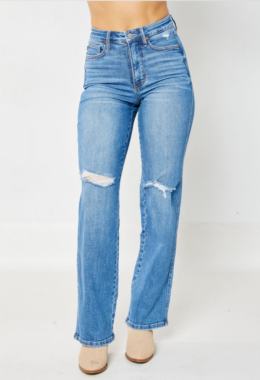 Judy Blue Destroyed Knee Jeans high waist tummy control