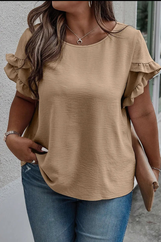 Ruffled Sleeve Blouse (Plus)