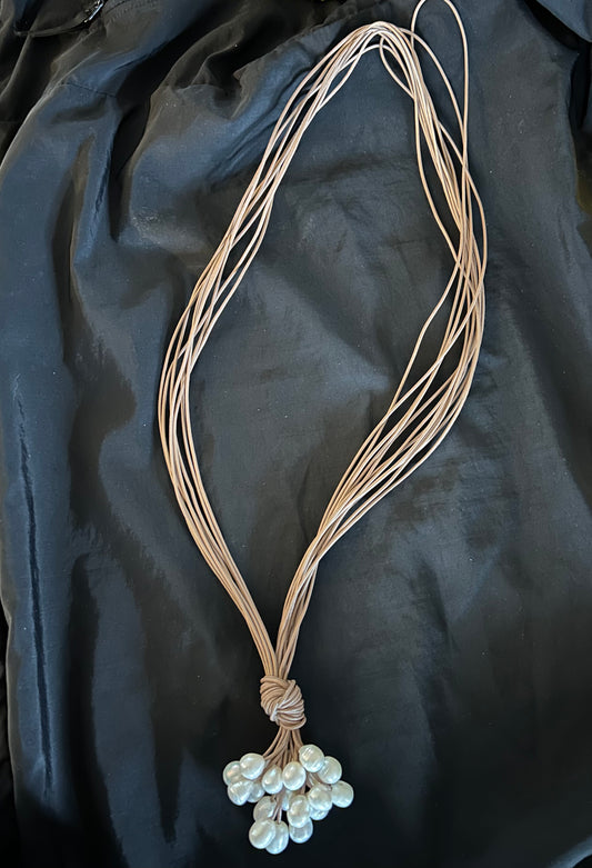 SL-Tan Corded Necklace with Beads