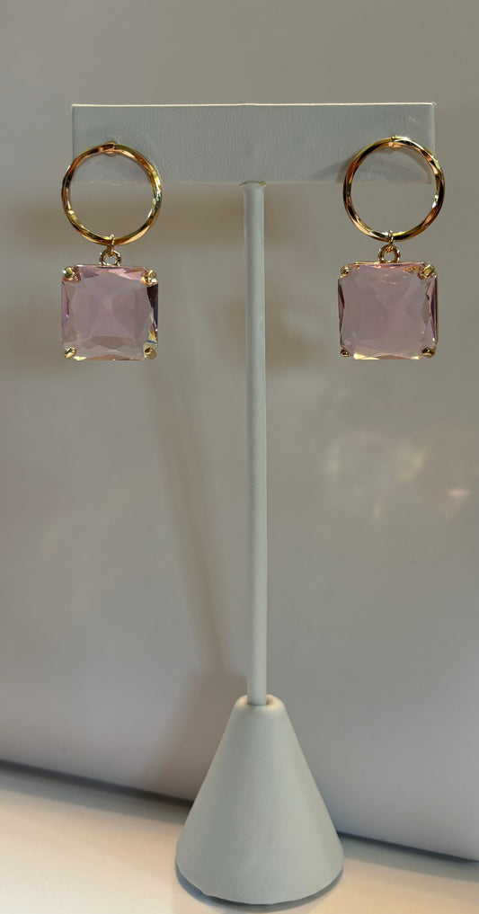 MK - Pink Glass and Gold Earrings