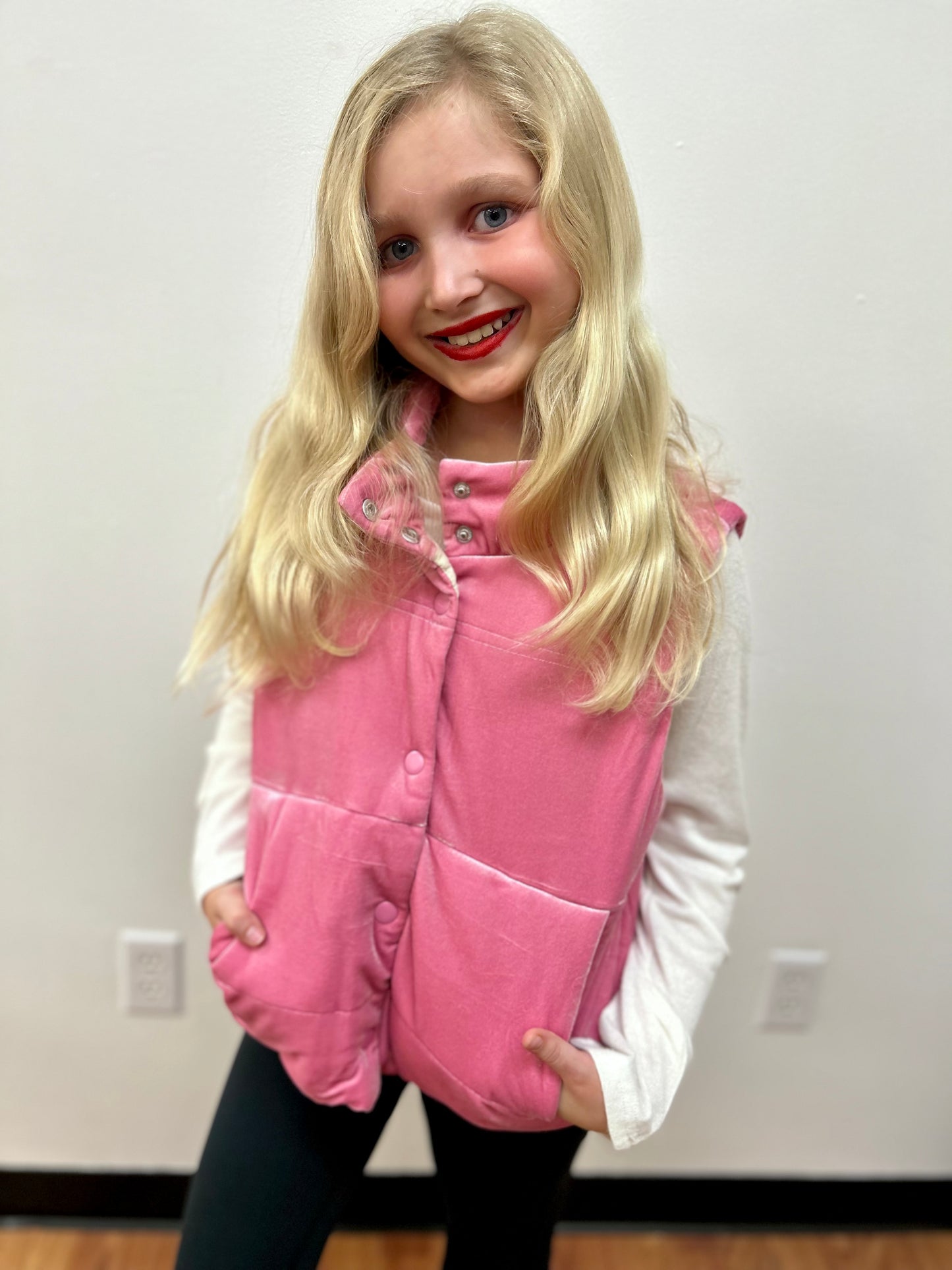 Vignette Pink Velvet Puffer Vest