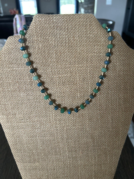 GS-Blue and Green Beaded Necklace