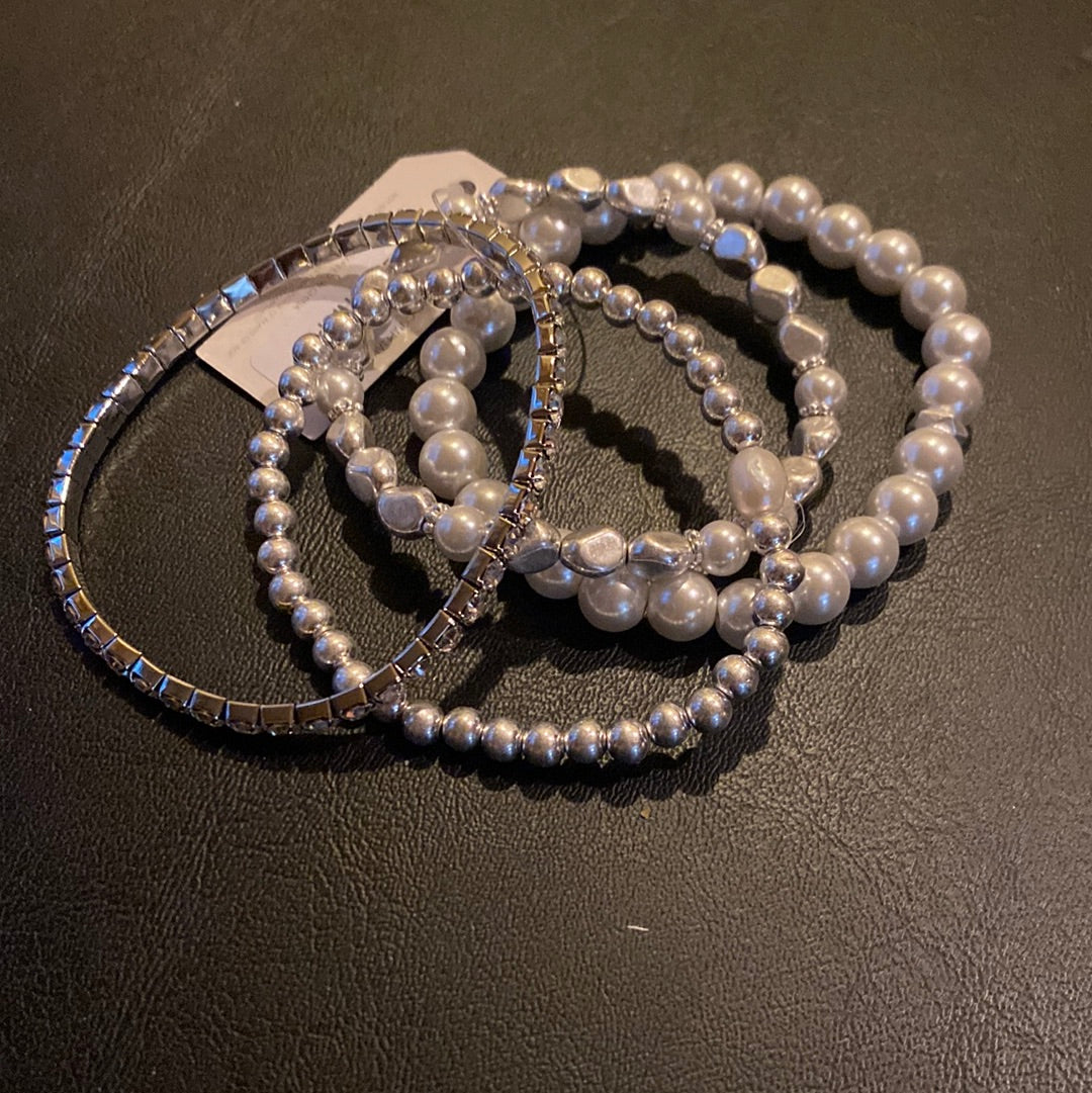 MK - Pearl and Rhinestones Bracelet Stack (Gina B’s)