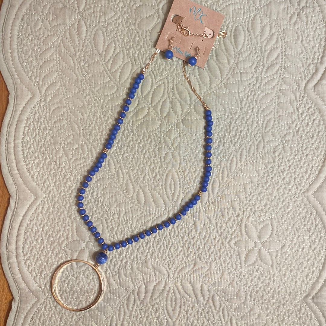 MK - Navy and Gold Fashion Necklace (Gina B’s)