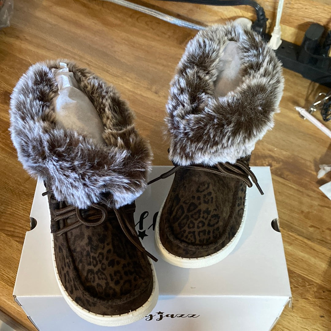 GJ-Girls Taupe/Black Fur Trimmed Bootie (Just Kidding Around)