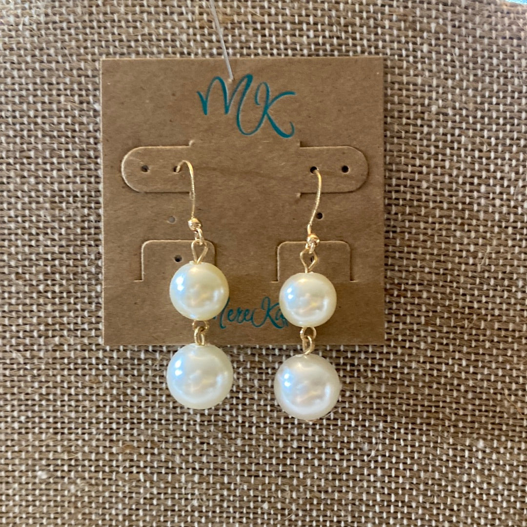 MK-Gold and Pearl Drop Earrings (Gina B's)