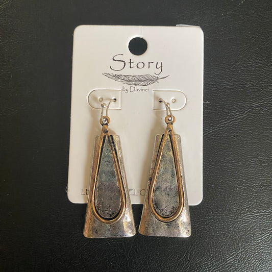 MK- Beaten Silver Triangle Dangle Earring (Gina B’s)