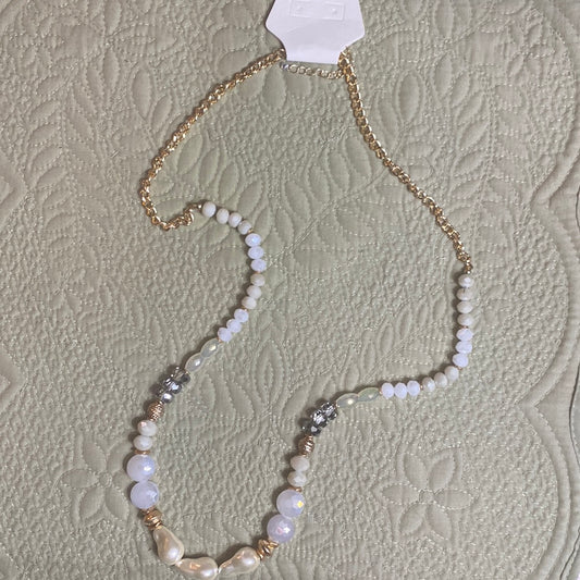 MK - Iridescent Bead, Gold and Pearl Necklace (Gina B’s)