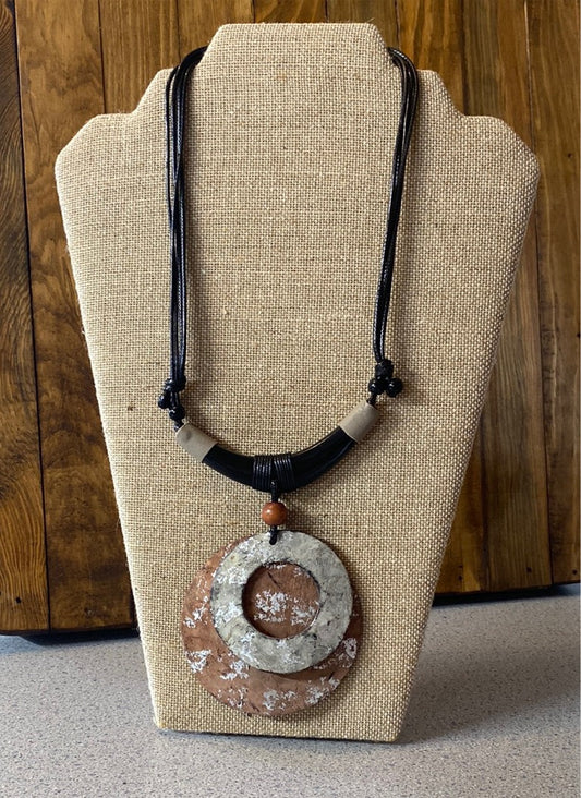 MK-Distressed Wood and Leather Necklace (Gina B's)